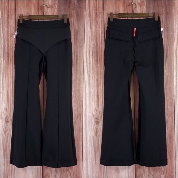 Spanx Womens Medium Petite The Perfect Pant Black Knit Ponte Hi Rise Flare - Picture 2 of 9